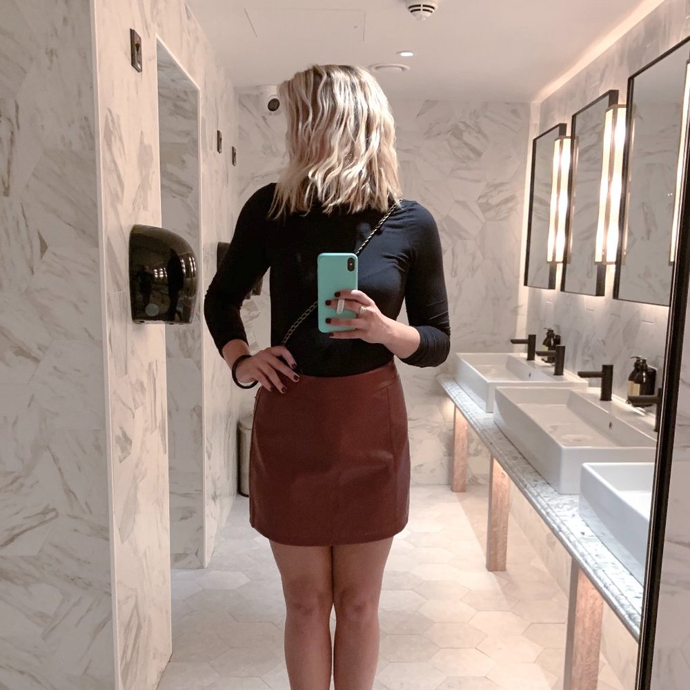Faux Red Leather Skirt Forever21